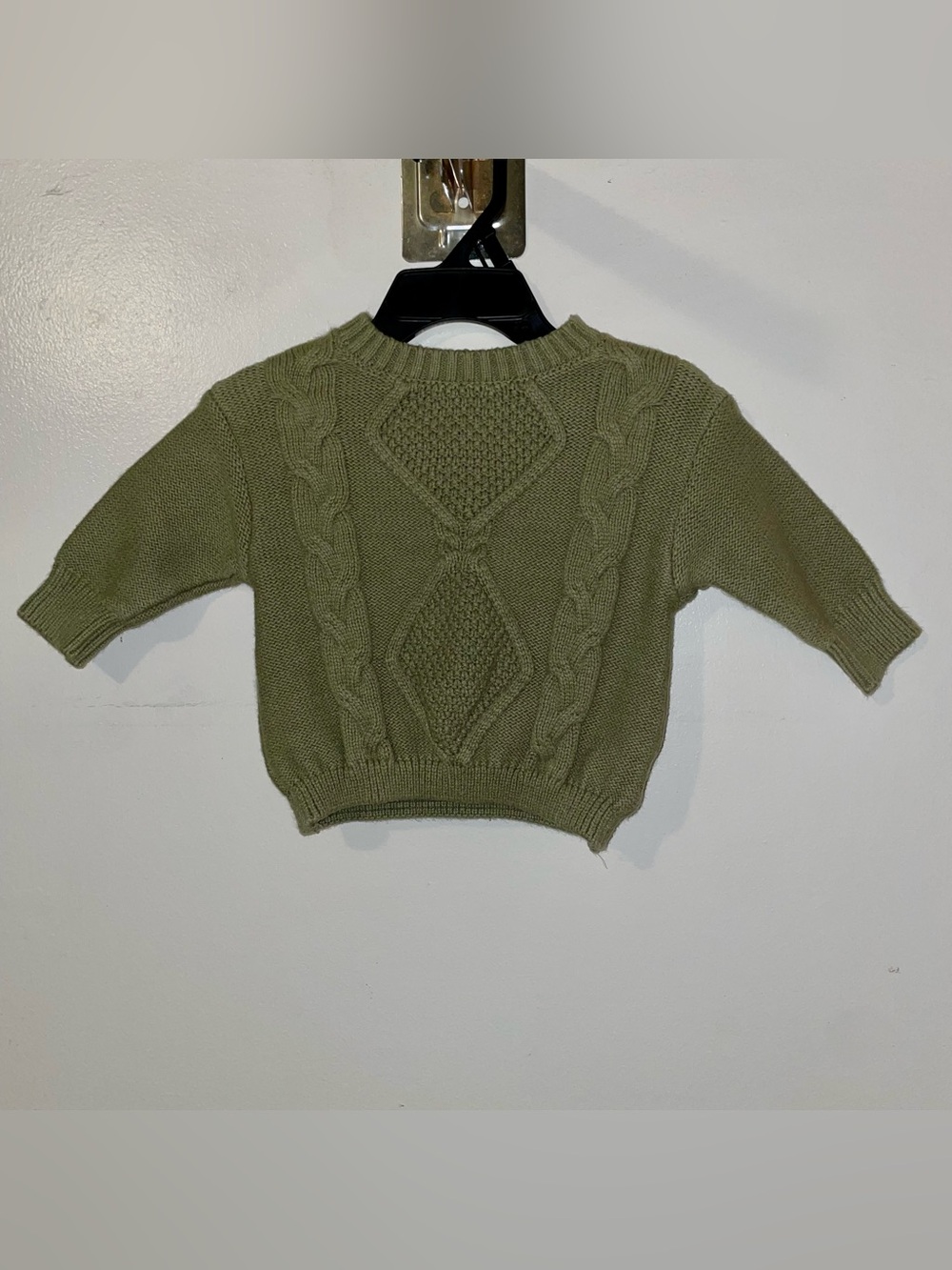 Olive Cable Knit Baby Sweater